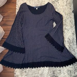 Blue Rain, Large, Long Sleeve Dress with flare sleeves